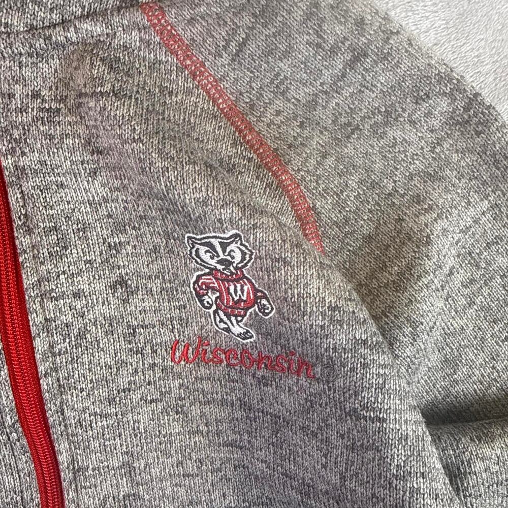 Colosseum Wisconsin Badgers Zip Hoodie Womens Medium Gray Red NCAA - Picture 5 of 7